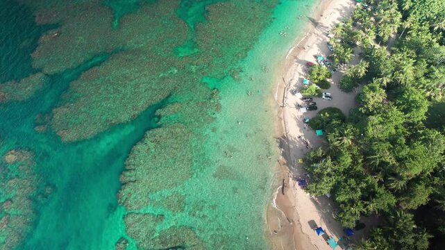 Uva beach with characteristic Coral and blue colors, Costa Rica. 4k video