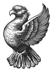 Obraz premium Detailed Hand-Drawn Illustration of a Majestic Eagle in Linocut Style