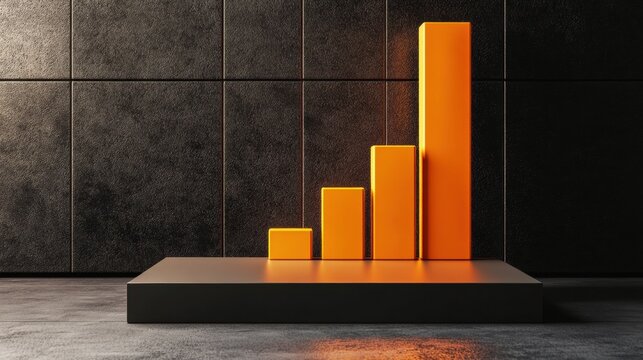 Bright bar graph with exaggerated depth floating over a dark minimalist background