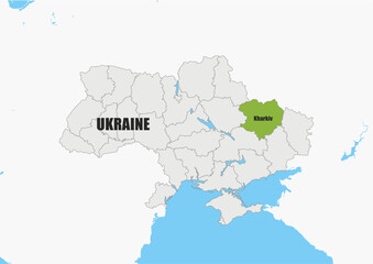 Fototapeta premium Carte Ukraine Kharkiv
