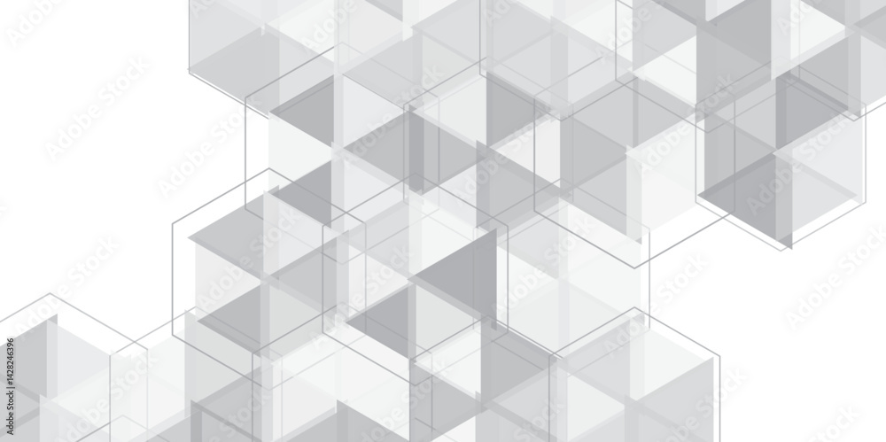 Wall mural geometric grey background molecule and communication . vector illustration. modern abstract backgrou