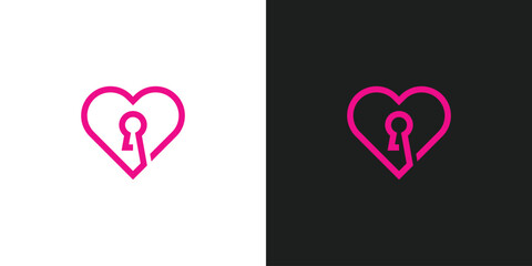 Secret Love Key Heart Security Logo Design