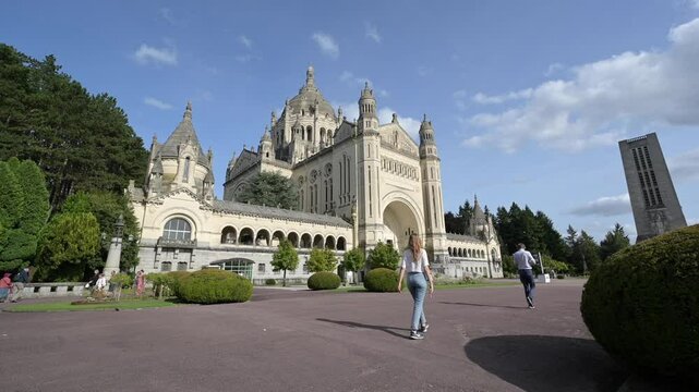 The Basilica Sainte Therese of Lisieux, Calvados department, France. High quality 4k footage