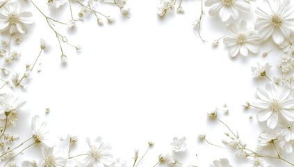White Flowers Frame on White Background (2)