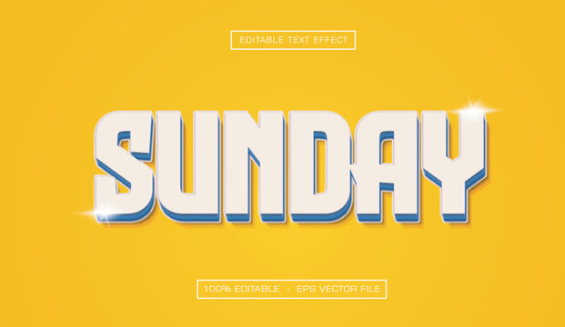 Sunday text effect with yellow background