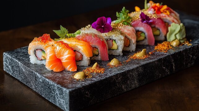 delicious sushi plate gourmet