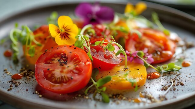 gourmet tomatoes salad with greens