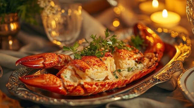 delicious lobster gourmet luxurious dinner