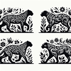 create leopard Silhouette with white background