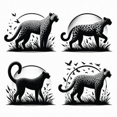 create leopard Silhouette with white background 