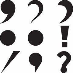 Punctuation marks isolated vector illustration featuring period comma question exclamation and other symbols