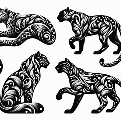 create leopard Silhouette with white background 