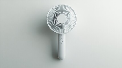 Compact, white fan with a handle