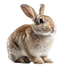 Obraz premium Adorable brown rabbit sitting isolated on studio shot pet hare cute ears on transparent background