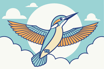 Obraz premium Elegant Kingfisher Illustration Vibrant & Serene Wildlife Art