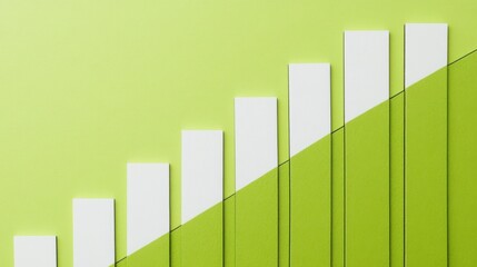 Simple geometric vertical bar chart on a clean white and lime green split background