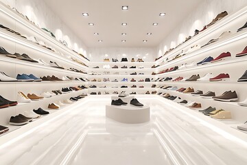 3D Style Hyper-Realistic Shoe Store with Subtle Dynamic Lighting