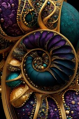 Obraz premium filigree luxurious ornaments, surreal metallic fractal patterns, fantasy floral ornate