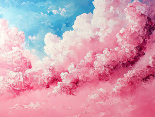Pink and Blue Sky Cloudscape Painting