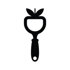 black silhouette fruit peeler vector icon