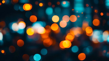 Obraz premium city blurring lights abstract circular bokeh on blue background