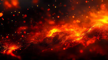 Fototapeta premium Fiery Embers and Sparks Abstract Fire bokeh background