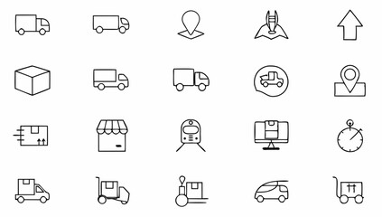 delivery and logistic icon set with editable strok.eps