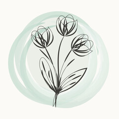 Elegant Minimalist Line Art Floral Design with Soft Green Background