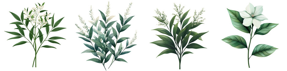 Obraz premium Lush green leaves and floral elements in natural setting