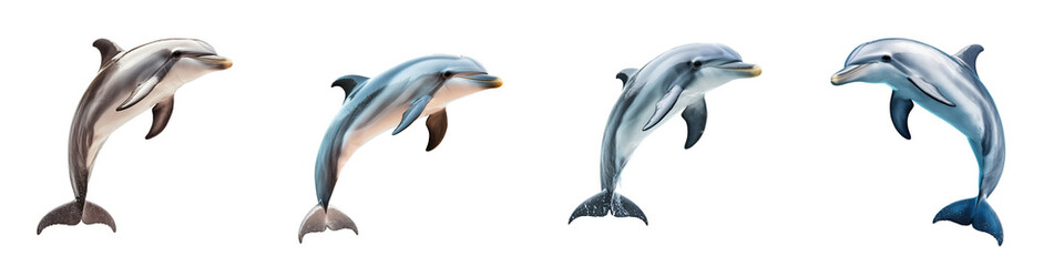 Fototapeta premium Playful dolphins jumping out of the ocean