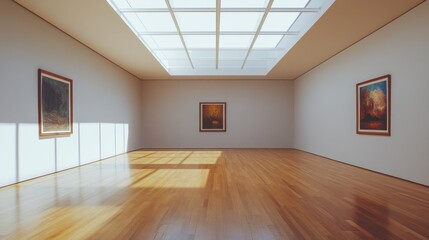 Fototapeta premium Empty gallery interior with paintings