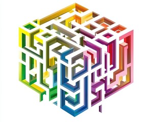 Colorful, 3D Maze Cube
