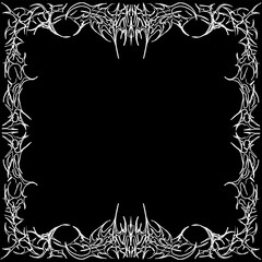 Neo tribal y2k frame, gothic style linework. futuristic abstract borders. Cyber sigilism vintage design elements. Celtic gothic handcrafted ornaments