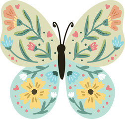 Colorful floral butterfly illustration for cards, stickers, and more