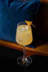 Golden Hour Cocktail Icy Citrus Drink in Elegant Glassware