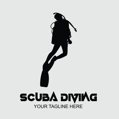 Scuba diving silhouette design vector