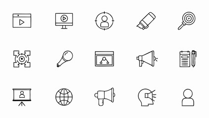 digital marketing set of web icons in line style  .eps