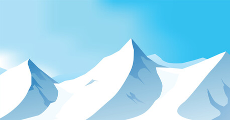 Snowy mountains peak, mountain range vector illustration