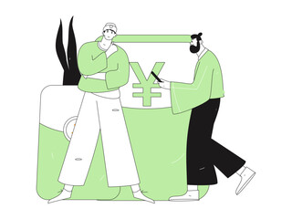 Use red envelopes to attract new customers and promote activity. Flat vector character concept illustration
