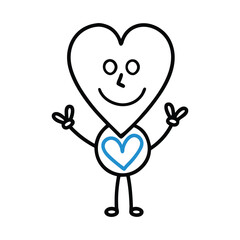 Cheerful Stick Figure with Blue Gloves and Shoes