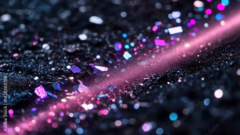 Poster sparkling gemstones create a dazzling display of colors on a black surface in a mesmerizing light en