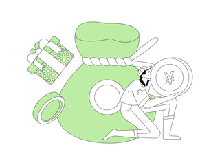 Use red envelopes to attract new customers and promote activity. Flat vector character concept illustration
