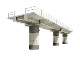 Modern concrete bridge structure elevated highway design engineering 3d on transparent background