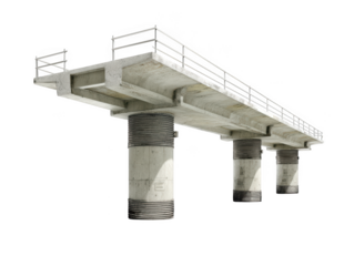Modern concrete bridge structure elevated highway design engineering 3d on transparent background