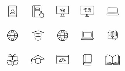 e learning icon set with editable stroke  online e.eps