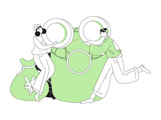 Use red envelopes to attract new customers and promote activity. Flat vector character concept illustration
