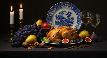  Festive Thanksgiving Dinner Still Life