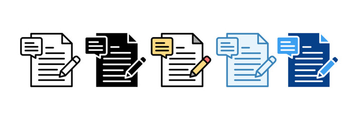 Fototapeta premium Speech Writing Icon Set Multiple Style Collection