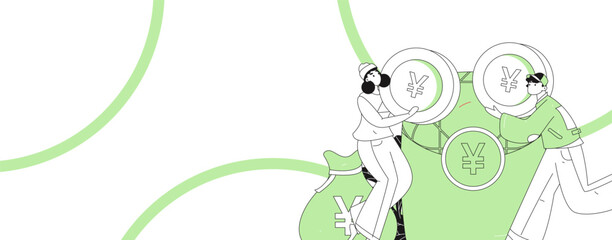 Use red envelopes to attract new customers and promote activity. Flat vector character concept illustration
