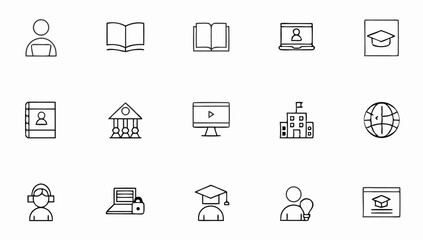 education set of web icons in line style  learning.eps
